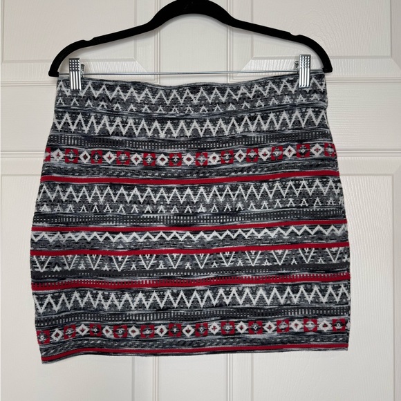 Krimson Klover Jelena Sweater Skirt Fair Isle Mini Gray Red Size L Apres Ski Nor - Picture 5 of 12